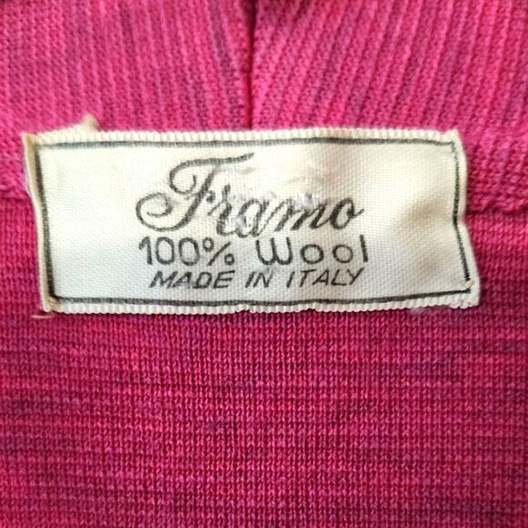 Framo 100% Wool Italian Pink Jacket Sweater Cardigan Shirt Buttons Size Medium - Picture 2 of 5